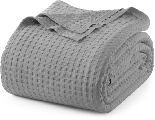 Image of Utopia Bedding 100% Cotton Waffle Blanket Big Size Cool Grey, 120x120 Inch