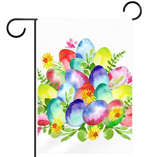 Œufs de Pâques aquarelle : drapeaux de jardin double face anti-décoloration