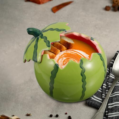 Bol céramique pastèque avec couvercle pour repas d'été