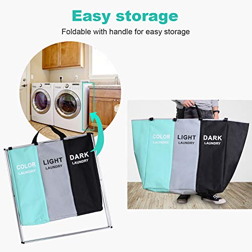 2-Pack Large Laundry Basket, Waterproof, Freestanding Laundry Hamper, Collapsible Tall Clothes Hamper With Extended Handles For Clothes Toys In The Dorm And Family (2Pcs Green) #TOP7