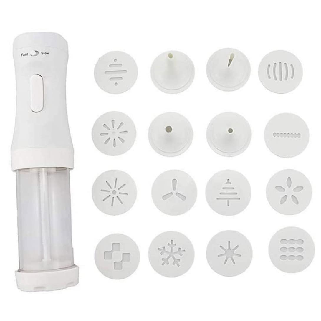 Electric Cookie Press Maker Kit Biscuit Making Machine with 4 Nozzles 12 Cookie Discs (No Battery) Home Equipment