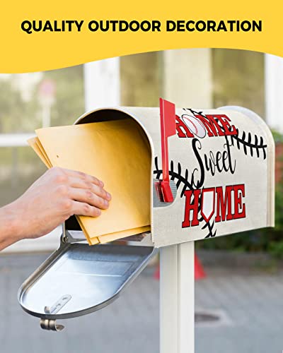 Baseball Mailbox Covers Magnetic Standard Size, Decorative Post Letter Numbers Box Wrap Decoration Covers Accessories For Garden Yard Outdoor Décor, Sweet Home Country Rustic Burlap Sport 21.7"X18.5" #TOP4
