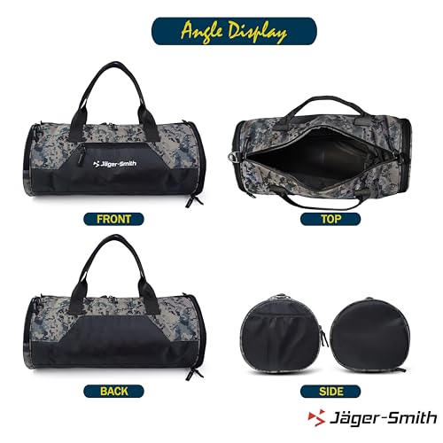 Image of Jager-Smith JSGB551(Black,Camouflage) Unisex Gym Bag with Shoe Compartment | Front Pocket with Bottle Holder