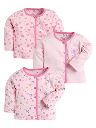 BABY GO 100% Soft Cotton Front Open tees/Snap Button tees for Baby boy & Baby Girl/Summer Clothes/Dress for Baby/New Born/infent wear/for Baby Boy & Girls/Combo Pack of 3 pcs tees