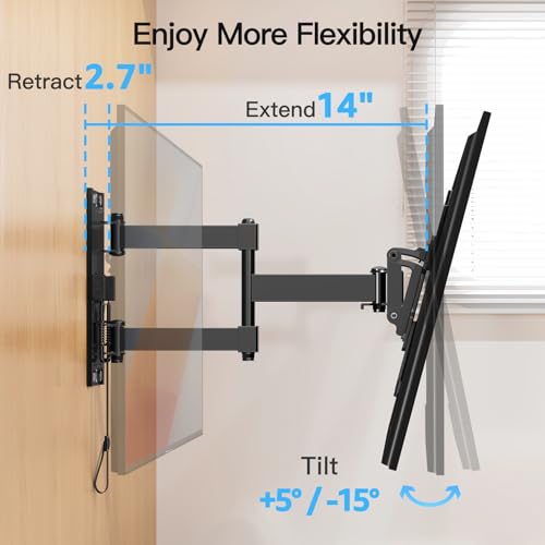 Image of MOUNTUP Lockable RV TV Mount for 13-43 Inch TVs - Full Motion Swivel RV TV Bracket with Pull Cord Lock, Space Saving Design for Camper, Trailer, Motorhome, Truck - Max 33lbs & VESA 200x200mm, MU2101