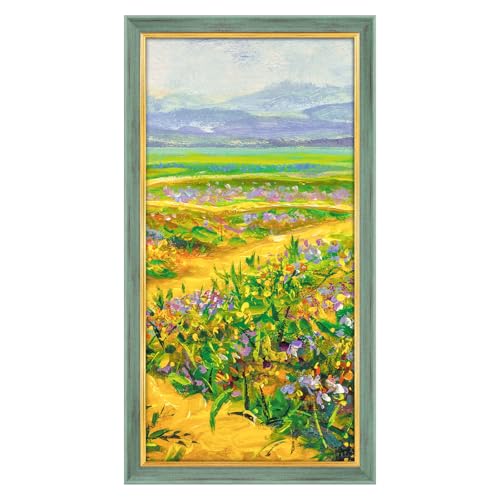 Golden State Art 12x24 Ornate Vintage Finish Picture Frame Green With Gold Color