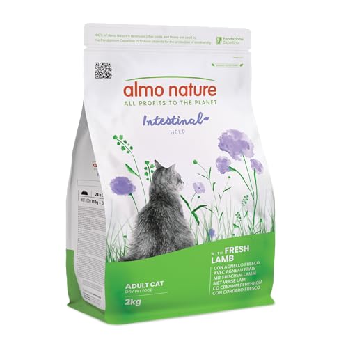 Almo Nature Intestinal Help - Croquettes pour Chat à l'Agneau Frais - Soutient la Fonction Intestinale avec des Prébiotiques et des Minéraux - Sac de 2kg