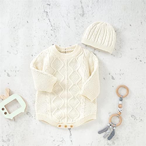 Roupas de inverno para bebês recém-nascidos, suéter de tricô com chapéu, manga comprida, body pulôve
