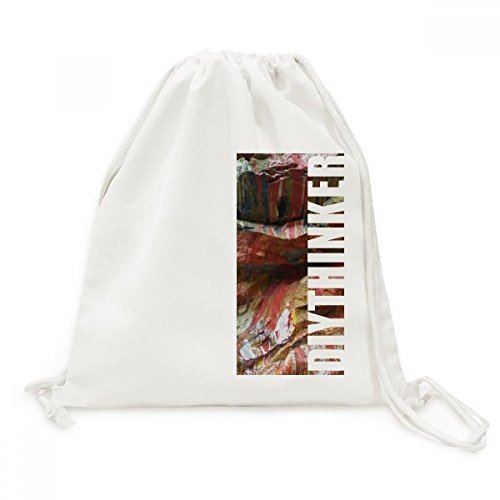 Toile drawstring backpack au design illustration artistique et finitions soignées