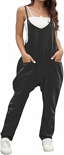 BRONG Dungarees Women's Summer Bulged Wide Leg Jumpsuit Loose Sleeveless Dungarees Women Casual Adjustable Bib Trousers Wo...
