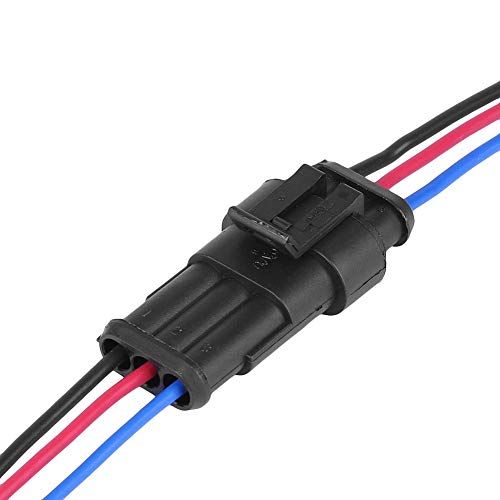 Acouto Conector à prova d'água, conector elétrico de 3 pinos para automóvel