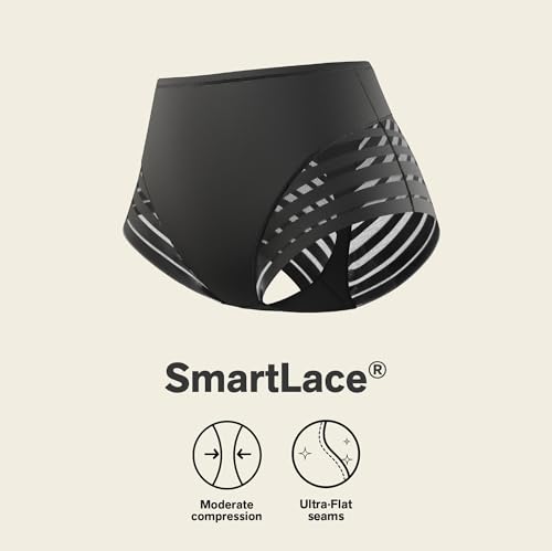 Image of Leonisa High Waisted Invisible Tummy Control Shapewear for Women - Stripe Lace Ladies Underwear Panties