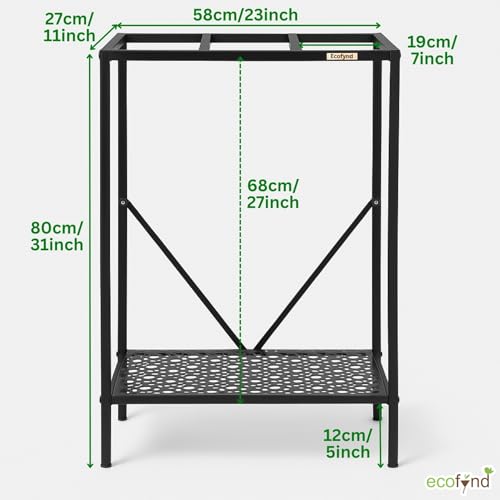 Image of ecofynd 2-Tier Fish Tank Stand, Double-Layer Aquarium Stand with Adjustable Table Feet, Heavy Metal Storage Rack Suitable for Home and Office, (Black, FS001)