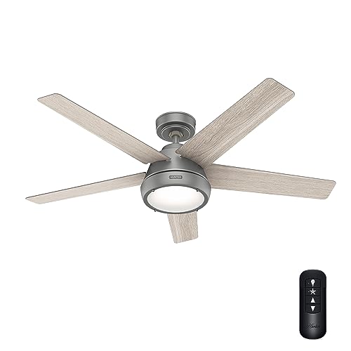 Hunter Burroughs, Indoor, Ceiling Fan, Quiet, 52 inch, Matte Silver by Hunter - Used condition - US$194.29