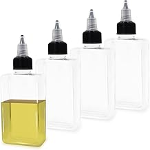 LELE LIFE 4Pcs Small Oil Dispenser Bottle for Camping, 3.4oz Leak-Proof Squeeze Condiment Bottle with Twist Top Cap, Liquid Condiment Container Dispensing Bottles for Oil Soy Sauce Vinegar