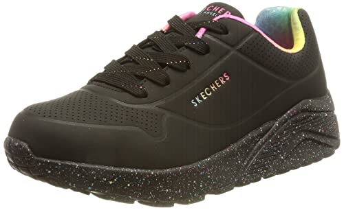 Skechers UNO LITE Speckle Sports Shoes,Sneakers, Black Pu/Multi Rainbow Trim, 38 EU