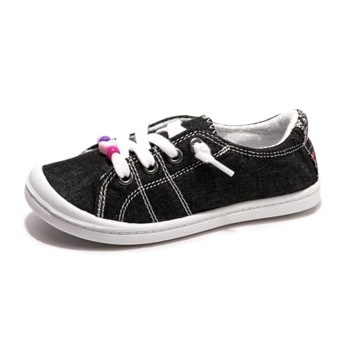 Image of FUNKYMONKEY Girls Canvas Sneakers Lace up Lightweight Casual School Shoes for Toddler/Little Kids