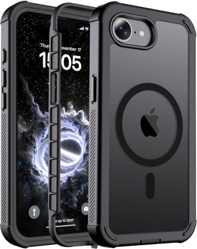 jaroco Magnetic for iPhone 17e Case& iPhone 16e Case, [Compatible with MagSafe][Military Grade Drop Protection][Heavy Duty Protection][Non-Slip][Shockproof] 2-Layer Bumper Phone Case 6.1''-Black