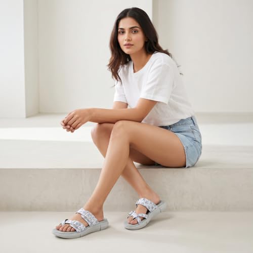 Image of KazarMax Women Magnolia Lightweight Double Strap | Cushioned | Bounce Back | Comfortable Flat Sandals
