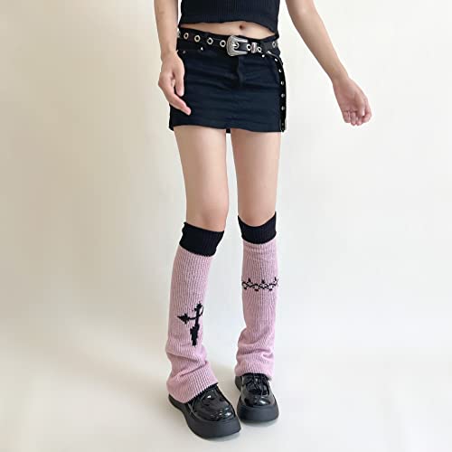 Flared Leg Warmer For Women Girls Punk Cross Print Stocking Reversible Knitted Trumpet Leg Warmer Crochet High Leg Socks #TOP3