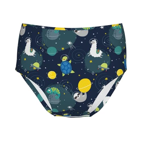 Cute Sloth Turtle Alpaca In Space Girls' Underwear Soft Cotton Little Girls Panties Comfort Briefs