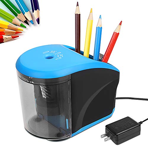 Electric Pencil Sharpener, AC Power Adapter(Include)/Battery Operated Pencil Sharpener with Pencil Holder,Heavy Duty