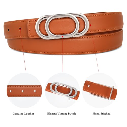 Image of Aurolran Women's Leather Belt with Buckle - Ideal for Dresses, Jeans, and Coats
