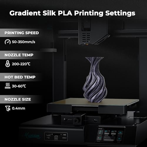 Image of AMOLEN Silk PLA 3D Printer Filament, Dual Color Black Silver PLA 1.75mm, Shiny Color Change Filament 3D Printing PLA Filament for Most FDM 3D Printer, 1kg Spool(2.2lbs)