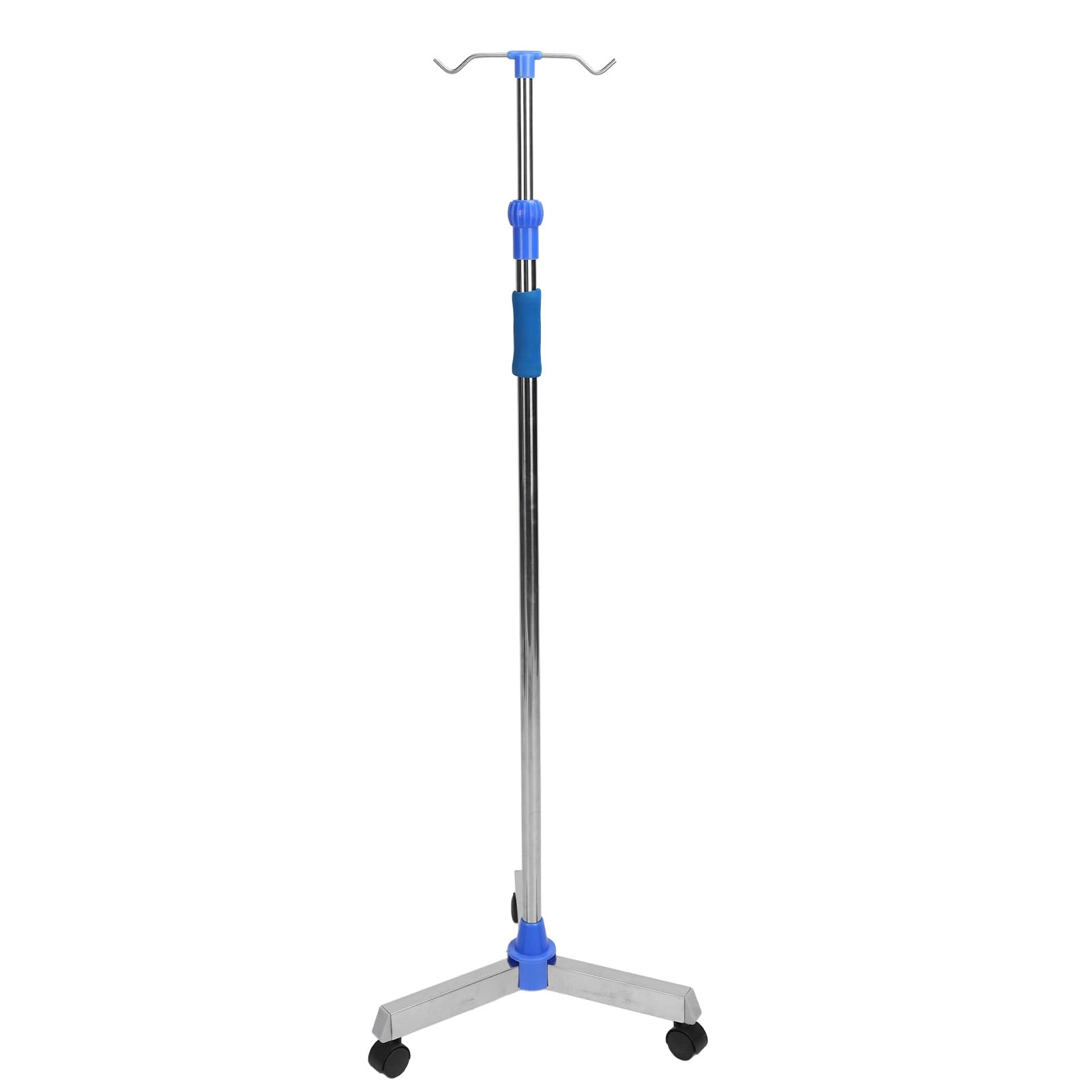 Asta per Flebo con Ruote, Aste per Supporto per Flebo in Acciaio Inossidabile Supporto per Infusione Regolabile in Altezza Supporto per Borsa per Flebo con 2 Ganci per Ospedale e Casa