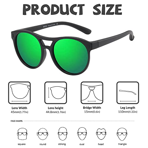 DUCO Sunglasses for Kids Boys Girls UV Protection Vintage Flexible Safety Polarized Sun Glasses with Strap DK0303