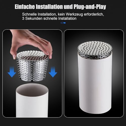 Dachrinnen Laubschutz aus Edelstahl, Regenrinnen Laubschutz, Fallrohrschutz, Laubschutz Dachrinne, Laubschutz für Dachrinnen, Laubfang Fallrohr, für Fallrohre (60-75mm)