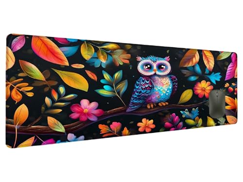Tapis de Souris Dessin Animé Tapis de Souris XXL Hibou 800x400mm, Mouse Pad Bureau Protection Étanche Antidérapant Caoutchouc, Grand Mouse Pad Gaming Accessoire Bureau Améliore Précision Vitesse V-5