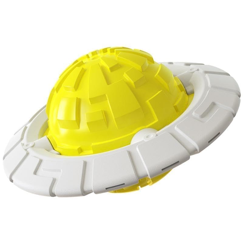 Image of DISSKNIC KIMEE Dog Ball Toys - Durable Natural Rubber Ball for Aggressive Chewers | Safe, Non-Toxic Chew Toy | Squeaky Flying Disc UFO Dog Toy (Yellow, Pack of 1)