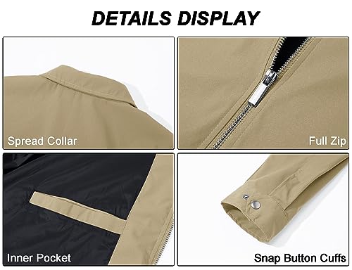 Image of MAGCOMSEN Men's Lightweight Jackets Full Zip Up Laydown Collar Jacket Light Work Windbreaker with Zip Pockets
