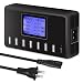 USB Charger, slitinto 60W 12A 8-Port USB Charging Station Multi Port USB Hub Charger Compact Size LCD Display Compatible with iPhone iPad Samsung Kindle Tablet Bluetooth Earbuds and More