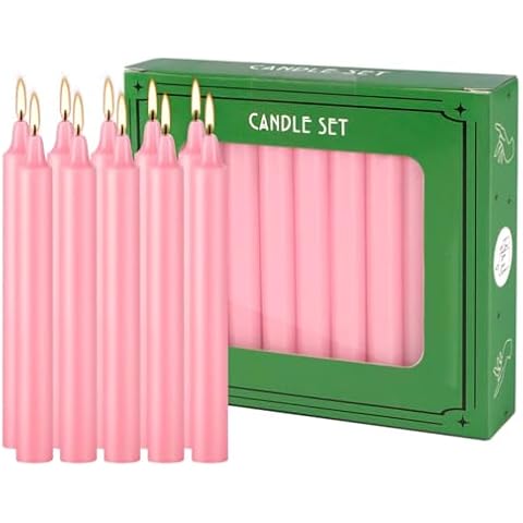 Pink Mini Spell Chime Taper Candle Set of 20, 4 Inch Tall Unscented Rituals Candles for Altar Meditation Supplies Rituals Cover