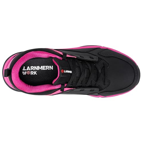 LARNMERN Kochschuhe Damen rutschfeste Küchen Arbeitsschuhe Herren Wasserfeste Koch Schuhe Männer Laufsohle Non-Slip OHNE-Stahlkappe,Rosenrot Schwarz 39 EU