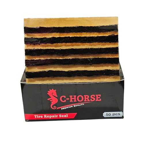 Image of C-HORSE 50 Pcs 4 inch Black Tire Repair Plugs, Tubeless Tire Plug Heavy Duty for Cars, Bikes, ATV, UTV, Mowers, SUVs - Durable Rubber Puncture Fix Tire Strings, Pack of 50