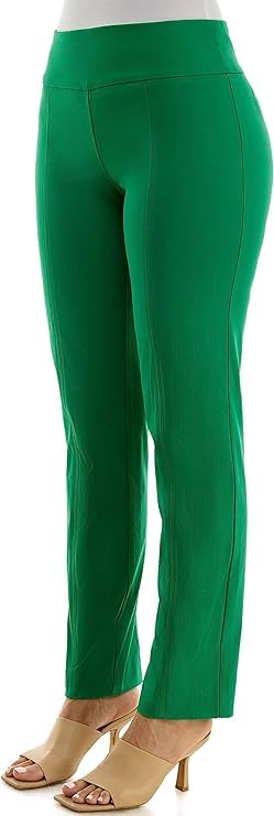 Zac & Rachel Women's Plus Size Millennium Fabric Pull-On Slim Leg Pant, Jolly Green, 24W3
