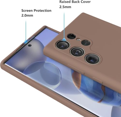 Image of DIZORO Microfiber Candy Case Compatible for Samsung S25 Ultra 5g Smooth Touch Cushion Liquid Soft Silicone Gel Rubber Phone Cases Non-Slip Full Body Protective Shockproof Back Cover (Brown)