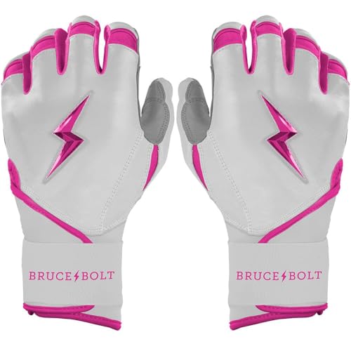 Guantes de bateo de puño largo BRUCE BOLT Chrome Series con soporte de muñeca