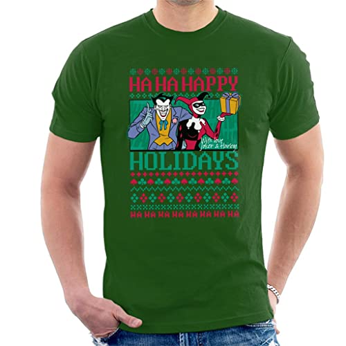 Image of All+Every Batman Christmas The Joker Haha Happy Holiday Men's T-Shirt Bottle Green