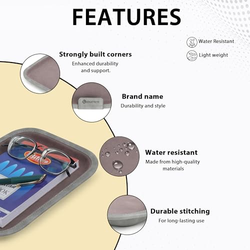 Image of GadgetBite Desk Organiser Office Table Tray for Home Office Organizer Vegan Leather Desktop Tray for Office Home Stationery Pen Pencil Keys Phone Notes Specs Earphone Cable Cord Gadget Accessories
