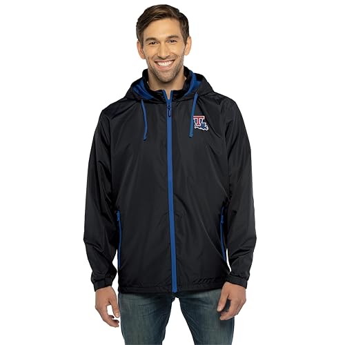 Vantage Apparel Men's Collegiate Premium Moisture Wicking Stretch Fit Striped Polo, Louisiana Tech Bulldogs, Large Team Color