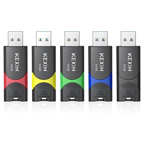 KEXIN Flash Drive 64GB USB 3.0 Flash Drive 64 GB Thumb Drive 5 Pack Memory Stick USB Drive Data Storage Jump Drive Colorful(64G 5-Pack) Cover