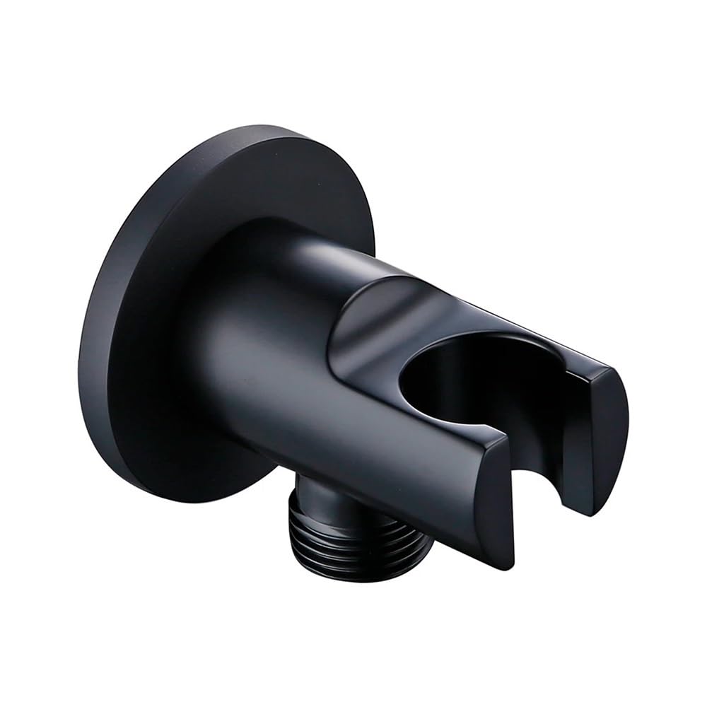 Schwarzer runder Duschhalter, Messing, Wandmontage, Badezimmer-Wasserhahn, Ersatzstütze, Handbrausehalterung (schwarz)