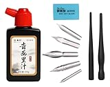 Kit 2 Canetas Nanquim 5 Pontas Bico Pena + Tinta Nanquim 100 ml