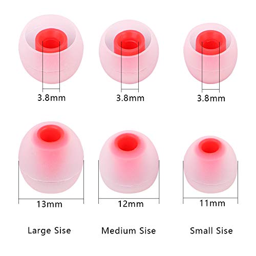 Image of Earbud Replacement Tips Silicone Earbud Tips Headphone Earbud Tips Ear Gels Fit for Inner Hole from 3.8mm - 5.1mm Earphones 9 Pairs S /M /L Clear Red