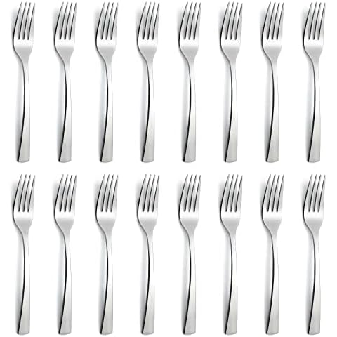 BEWOS Forks, 16 pieces, 8.1 inches (20.5 cm) square handle forks set, stainless steel forks, table forks, cutlery forks, mirror polished, dishwasher safe, suitable for home, restaurants, hotel Cover