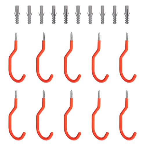 balacoo 10Pcs Heavy Duty Bike Wall Mount Rack Screw Storage Hooks for Garage Bicycle Display Hangers with Expansion Screws Bright Finish